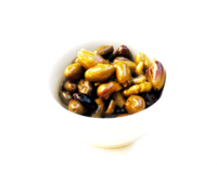 Archivo:Crushed Bidni olives in garlic-infused extra virgin olive oil