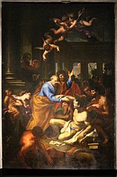 Domenico piola, san pietro risana uno zoppo, 1694-96