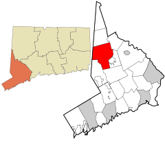 Fairfield County Connecticut incorporated and unincorporated areas Danbury highlighted.svg