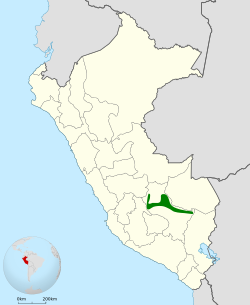 Distribución geográfica del tororoí de Cuzco.