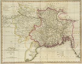 Mapa de Bengala en 1813.