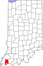 Map of Indiana highlighting Vanderburgh County.svg