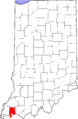 Map of Indiana highlighting Vanderburgh County