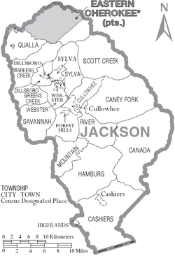 Archivo:Map of Jackson County North Carolina With Municipal and Township Labels