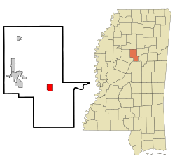 Montgomery County Mississippi Incorporated and Unincorporated areas Kilmichael Highlighted.svg