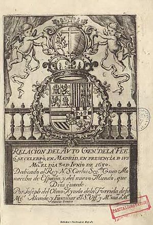 Archivo:Relacion historica del auto general de fe que se celebro en Madrid Este Año de 1680