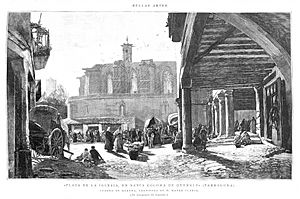 Archivo:1887-04-22, La Ilustración Española y Americana, Plaza de la iglesia en Santa Coloma de Queralt (Tarragona), Morera, Laurent