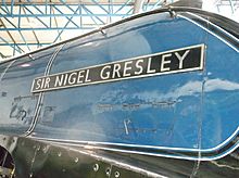 60007 Sir Nigel Gresley at the NRM (name plate).JPG