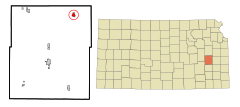 Coffey County Kansas Incorporated and Unincorporated areas Waverly Highlighted.svg