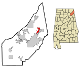 DeKalb County Alabama Incorporated and Unincorporated areas Hammondville Highlighted.svg