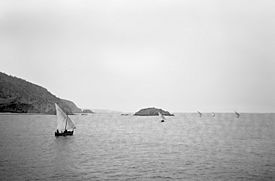 Embarcacions i parts de la costa amb l'illa de Massa d'Or o de Rata (cropped).jpeg