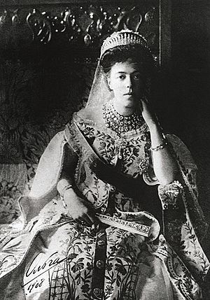 Grand Duchess Olga Alexandrovna wearing the traditional dress of the Russian court.JPG