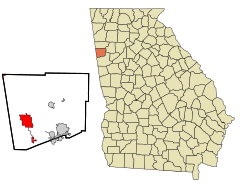Haralson County Georgia Incorporated and Unincorporated areas Tallapoosa Highlighted.svg