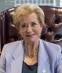 Linda McMahon first day at the office, 2025 (cropped).jpg