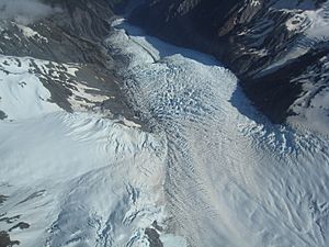 Archivo:Looking down the Franz Josef Glacier from above the Melchior Glacier