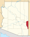 Mapa de Arizona con la ubicación del condado de Greenlee