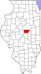 Mapa de Illinois con la ubicación del condado de DeWitt