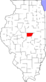 Map of Illinois highlighting DeWitt County