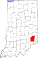 Map of Indiana highlighting Ripley County