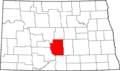 Map of North Dakota highlighting Burleigh County