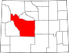 Mapa de Wyoming con la ubicación del condado de Fremont