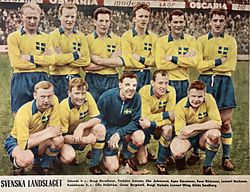 Archivo:Svenska herrlandslaget i fotboll 28 maj 1961 mot Schweiz