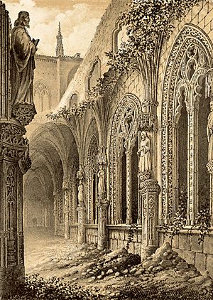Archivo:1853, Recuerdos y bellezas de España, Castilla la Nueva, tomo II, Ruinas del claustro de San Juan de los Reyes, Toledo (cropped)