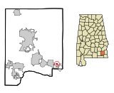 Dale County Alabama Incorporated and Unincorporated areas Napier Field Highlighted.svg