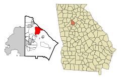 DeKalb County Georgia Incorporated and Unincorporated areas Tucker Highlighted.svg