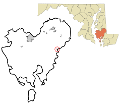 Dorchester County Maryland Incorporated and Unincorporated areas Vienna Highlighted.svg