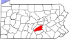 Mapa de Pensilvania con la ubicación del condado de Perry