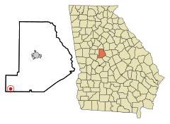 Monroe County Georgia Incorporated and Unincorporated areas Culloden Highlighted.svg