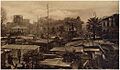 Plaza Victoria con campamentos luego del terremoto de 1906