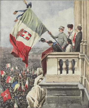 Archivo:S.M. Il re sventola il tricolore dal Quirinale