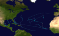 2013 Atlantic hurricane season summary map