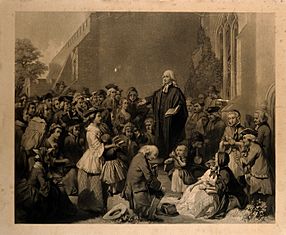 Archivo:John Wesley preaching outside a church. Engraving. Wellcome V0006868
