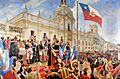 Jura de la Independencia en la Plaza de Armas de Santiago