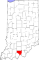 Map of Indiana highlighting Crawford County