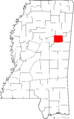 Map of Mississippi highlighting Oktibbeha County
