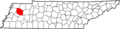 Map of Tennessee highlighting Gibson County