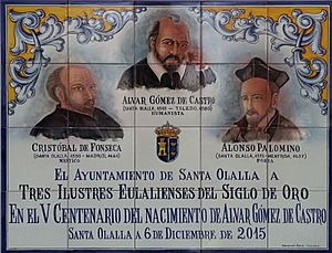 Archivo:Placa a Alvar Gómez de Castro en Santa Olalla
