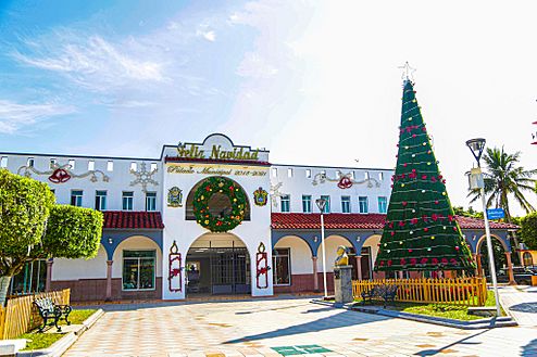Archivo:Vista panoramica del palacio municipal de isla durante navidad