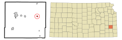 Allen County Kansas Incorporated and Unincorporated areas Moran Highlighted.svg