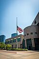At the US Embassy in Santiago, US flag at half-staff to honour the deaths during the 2024 Chile wildfire