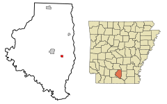Calhoun County Arkansas Incorporated and Unincorporated areas Harrell Highlighted.svg