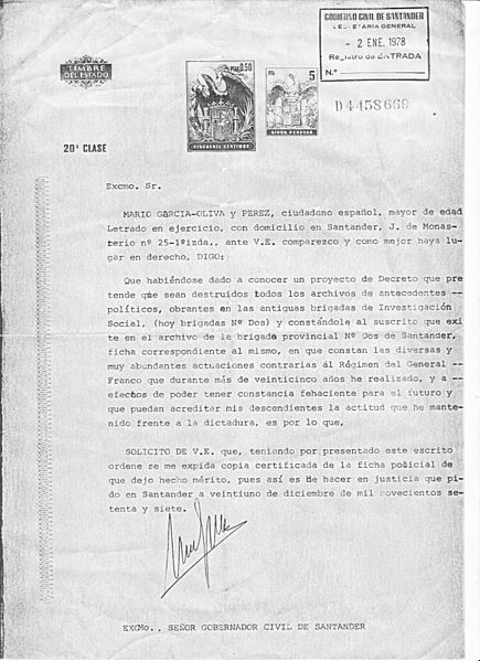 Ficha policial Mario Garcia-Oliva