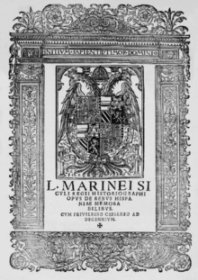 Lucio Marineo Siculo (1530) de rebus Hispaniae memorabilibus.png