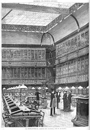 Archivo:Madrid, el nuevo Ateneo, la biblioteca, de Alcázar