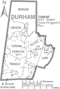 Archivo:Map of Durham County North Carolina With Municipal and Township Labels