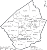 Archivo:Map of Johnston County North Carolina With Municipal and Township Labels